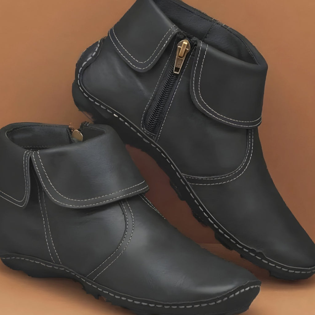 Women's Orthopedic Waterproof Side-Zip Ankle Boots - Black
