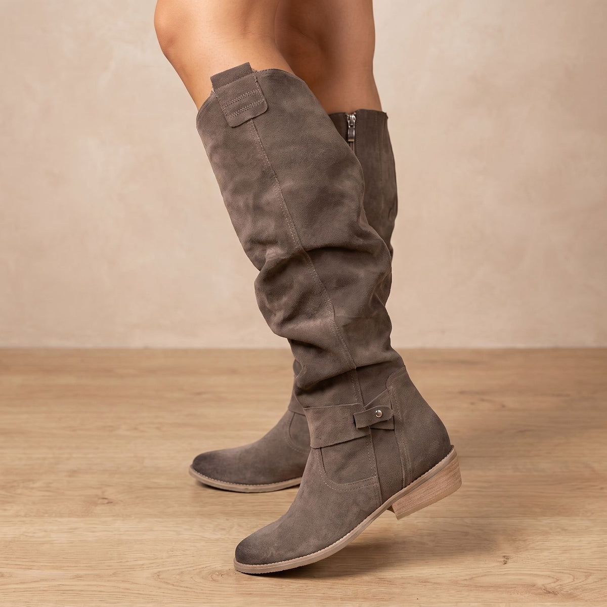 Women's Over-the-Knee Suede Flat Knee High Boots - Brown
