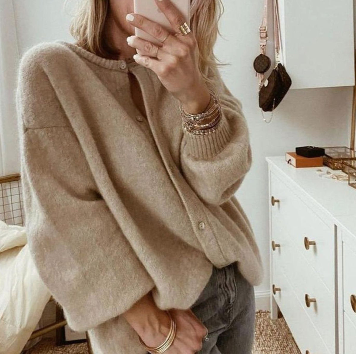 Women's Oversized Button-Up Knit Cardigan Sweater