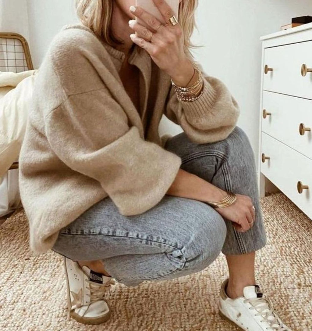 Women's Oversized Button-Up Knit Cardigan Sweater
