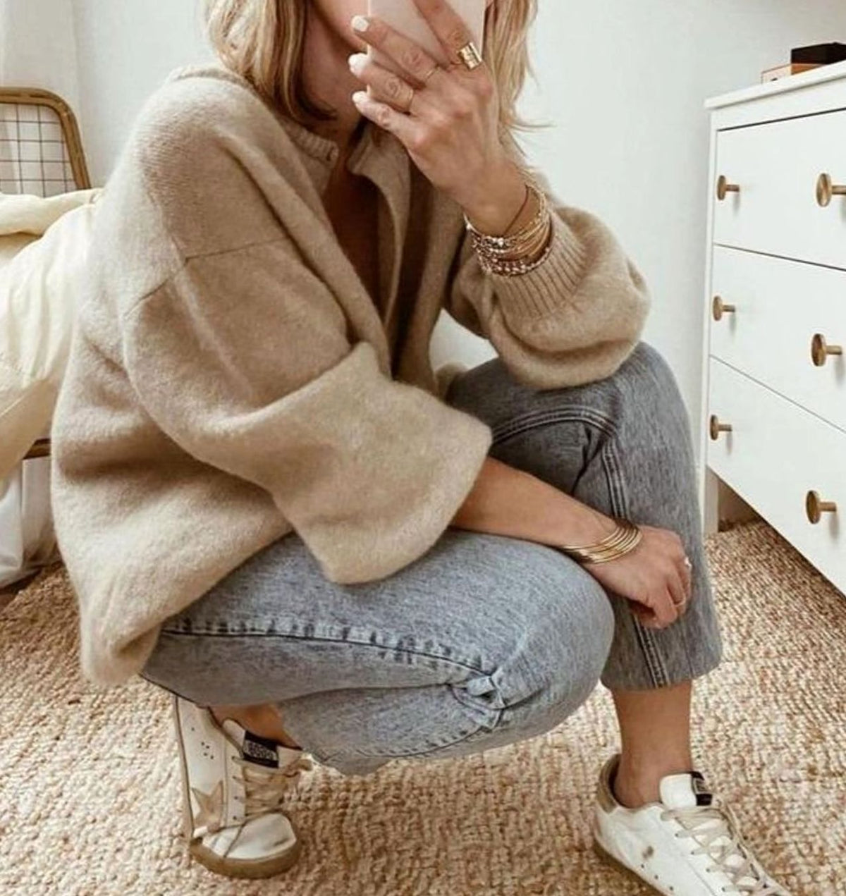 Women's Oversized Button-Up Knit Cardigan Sweater