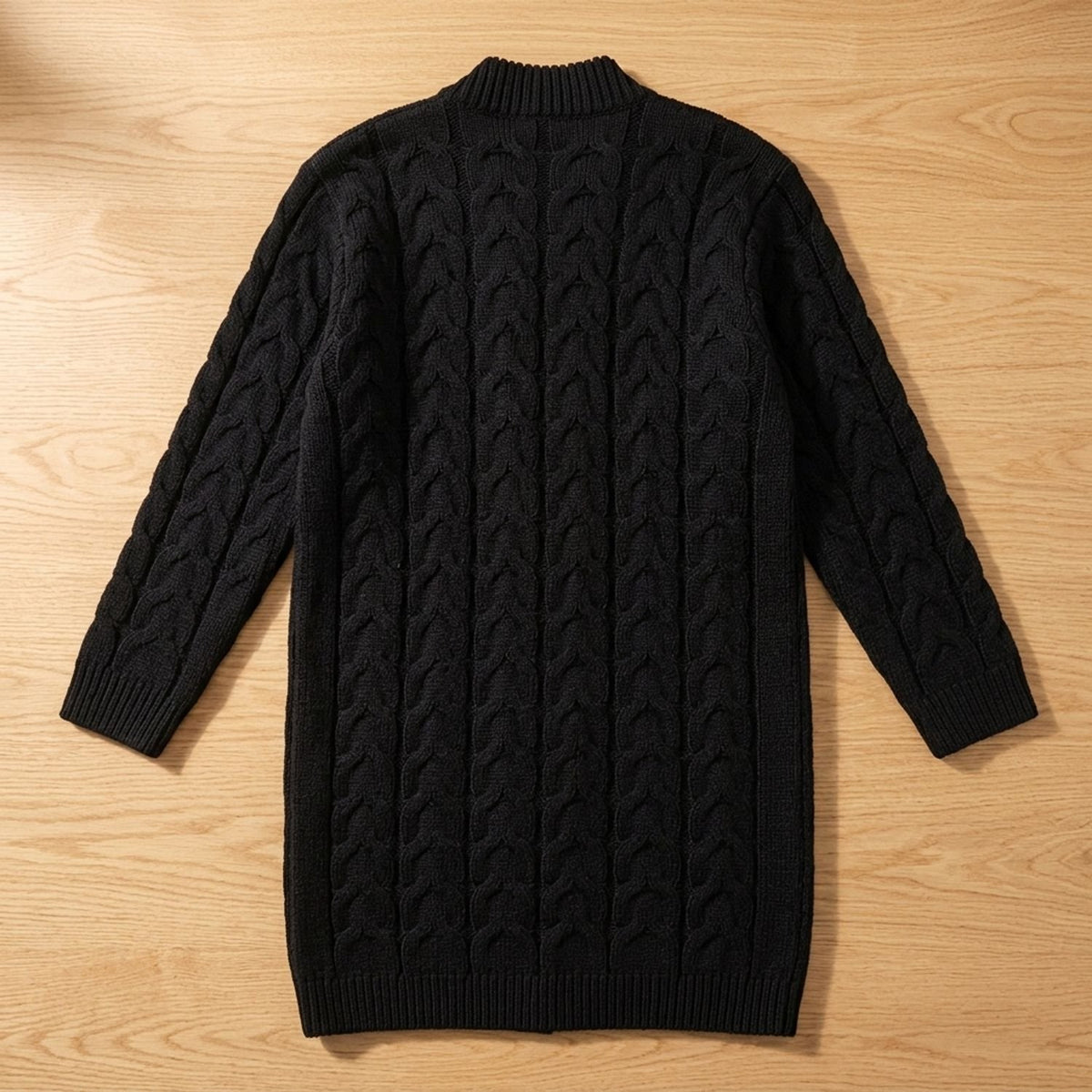 Women's Oversized Cable Knit Cardigan Button-Front Long Sweater