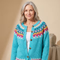 Women's Oversized Fair Isle Button-Front Knit Cardigan