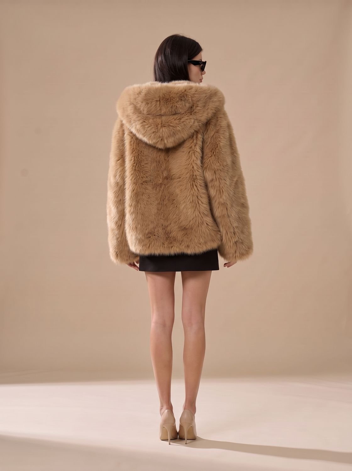 Women's Oversized Hooded Long-Pile Faux Fur Coat