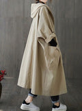 Women's Oversized Hooded Longline Casual Coat - Beige
