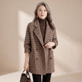 Women's Oversized Houndstooth Longline Blazer Coat - Gray Plaid