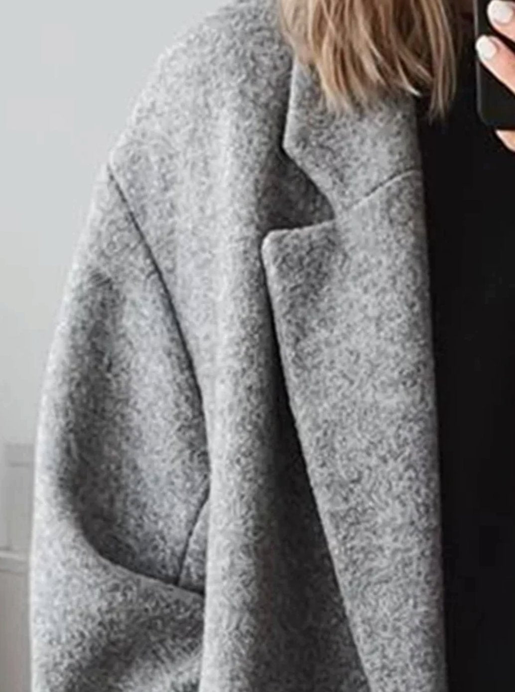 Women's Oversized Long Double-Breasted Lapel Wool-Blend Coat