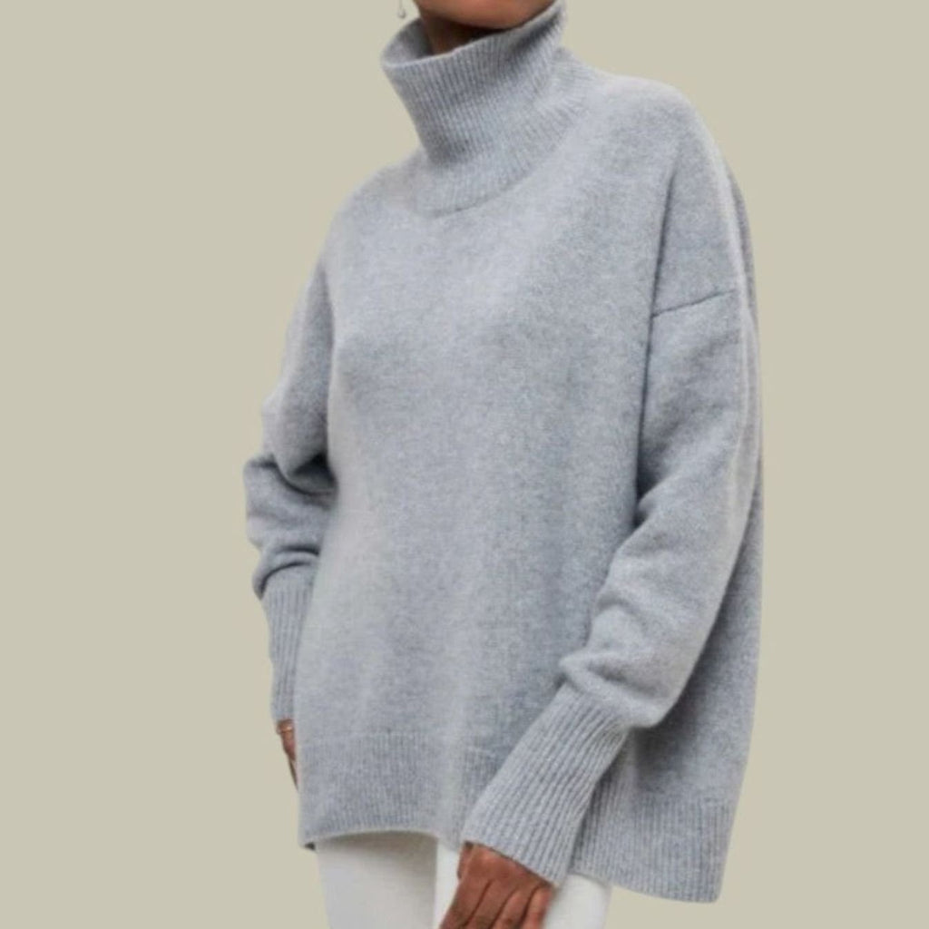 Women's Oversized Loose Fit Turtlenecks Knit Pullover Sweater - Gray