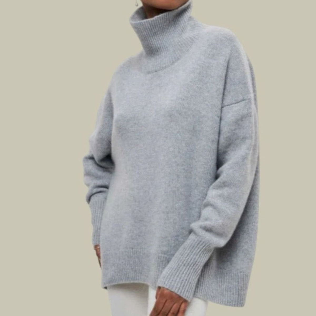 Women's Oversized Loose Fit Turtlenecks Knit Pullover Sweater - Gray