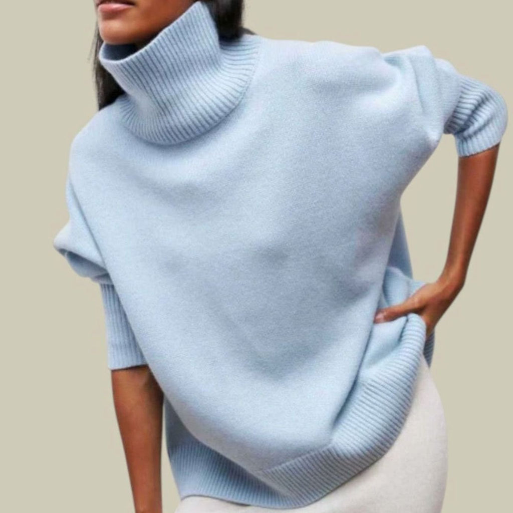Women's Oversized Loose Fit Turtlenecks Knit Pullover Sweater - Blue