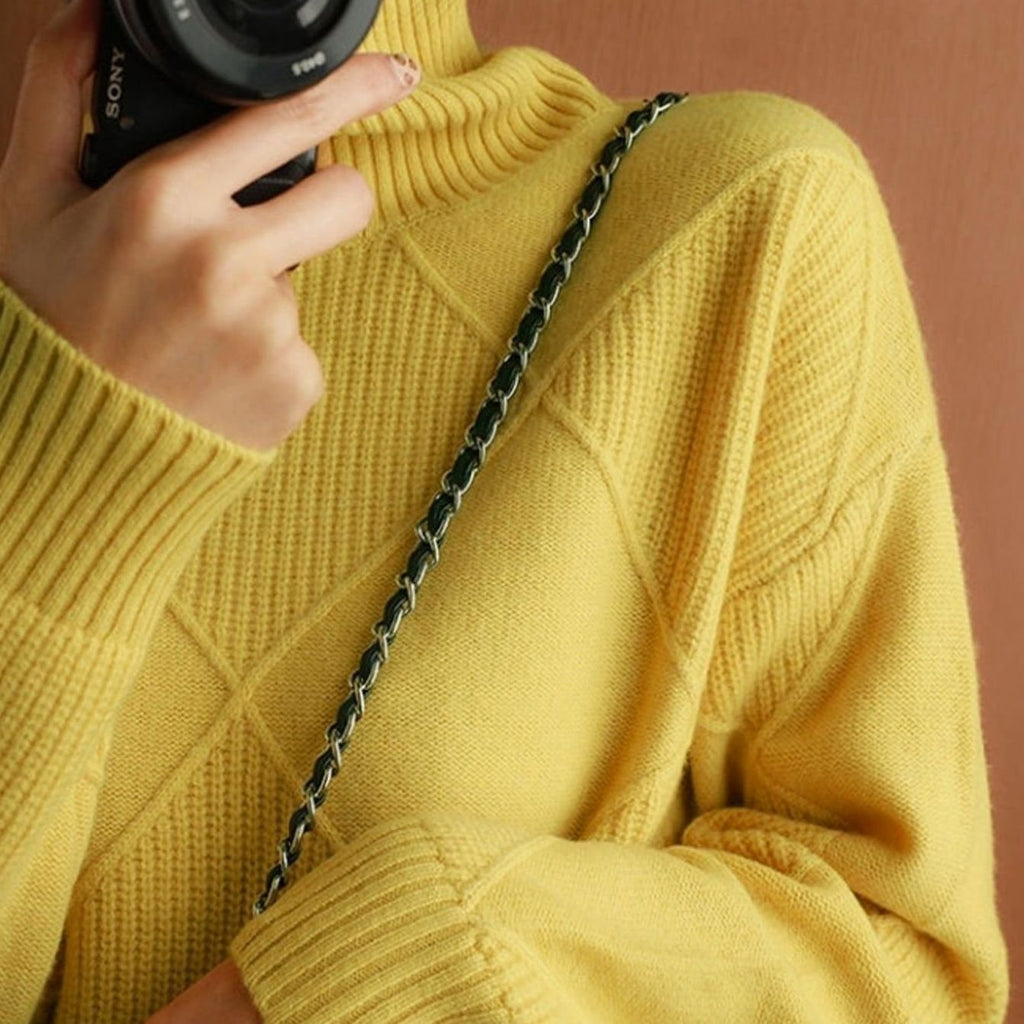 Women's Oversized Mock-Neck Diamond-Knit Pullover Sweater