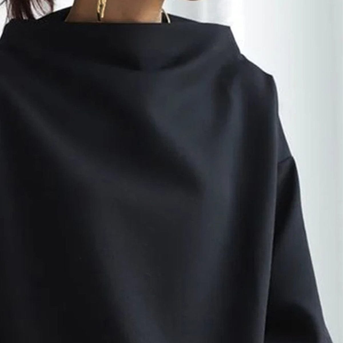 Women's Oversized Mock-Neck Knit Sweater Pullover Top