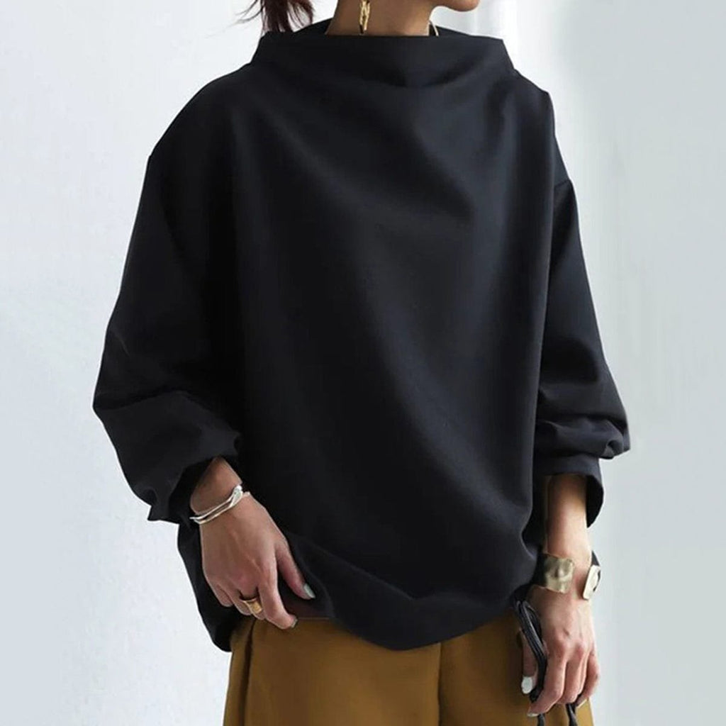 Women's Oversized Mock-Neck Knit Sweater Pullover Top