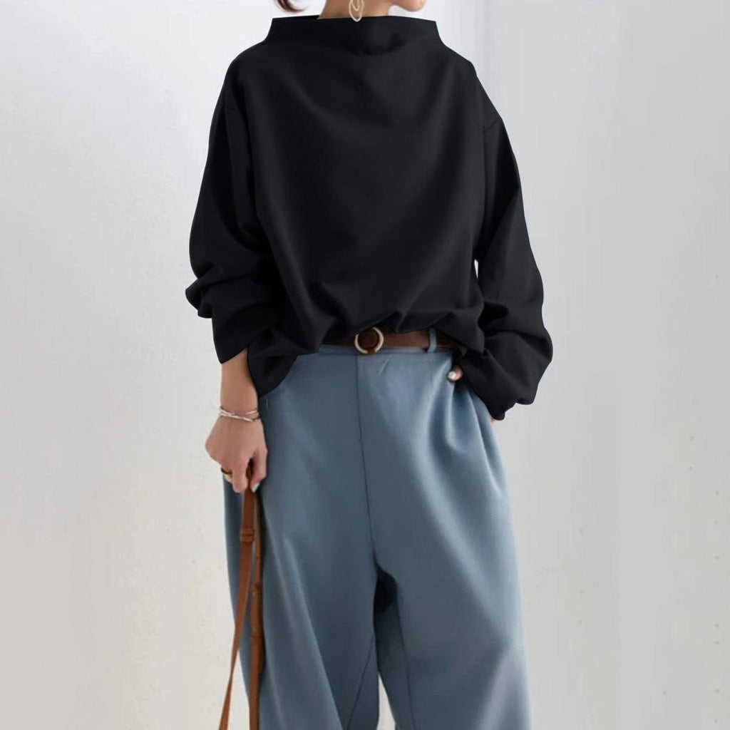 Women's Oversized Mock-Neck Knit Sweater Pullover Top