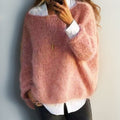 Women's Oversized Mohair Blend Batwing Knit Sweater - Light Pink