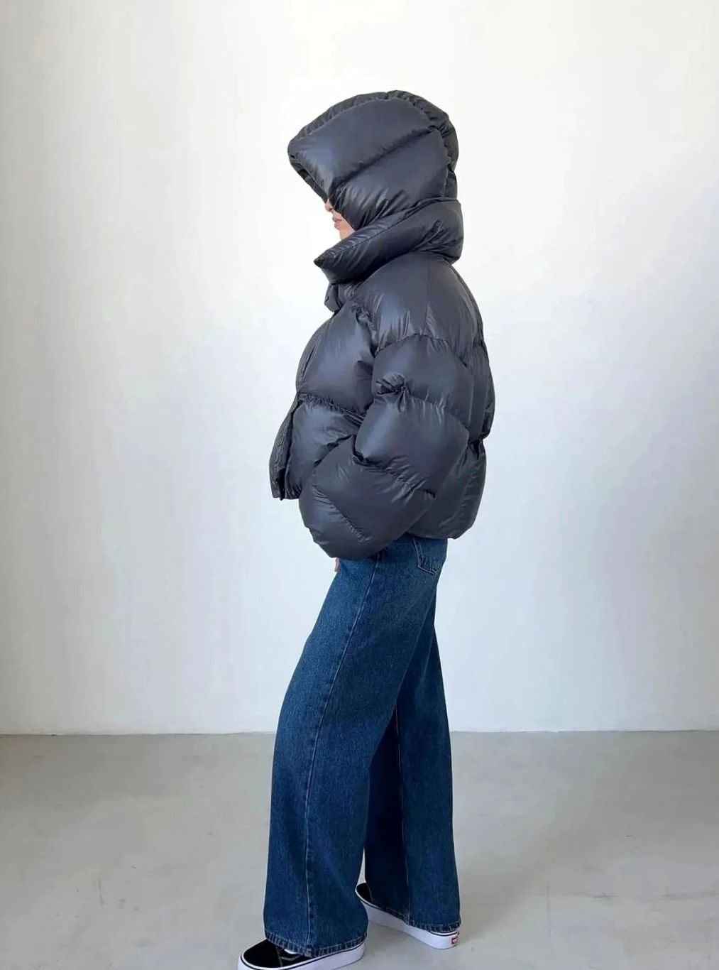 Women's Oversized Quilted Puffer Jacket Stand-Up Collar