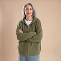 Women's Oversized Ribbed Knit Zip-Up Hooded Cardigan - Green