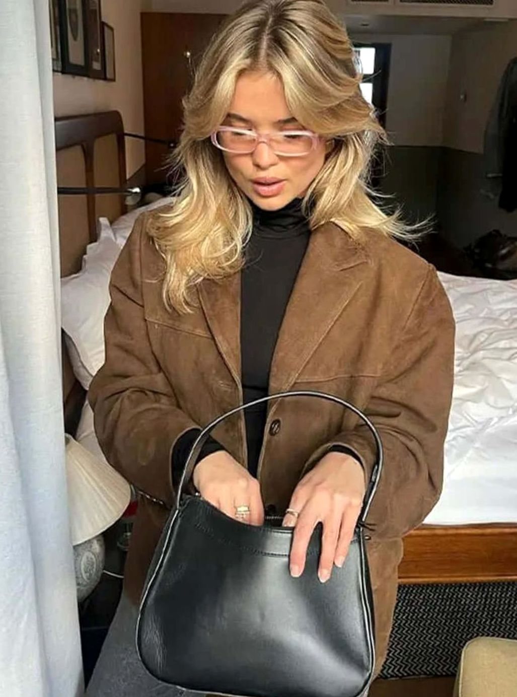 Women's Oversized Suede Brown Blazer Jacket