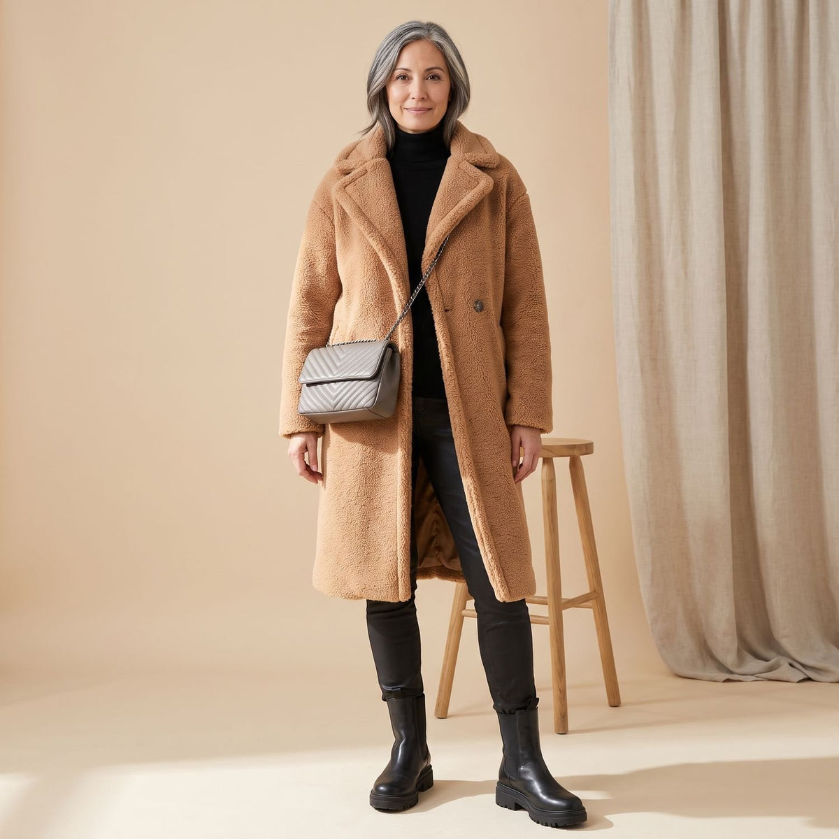 Women's Oversized Teddy Faux Fur Coat Long Winter Jacket