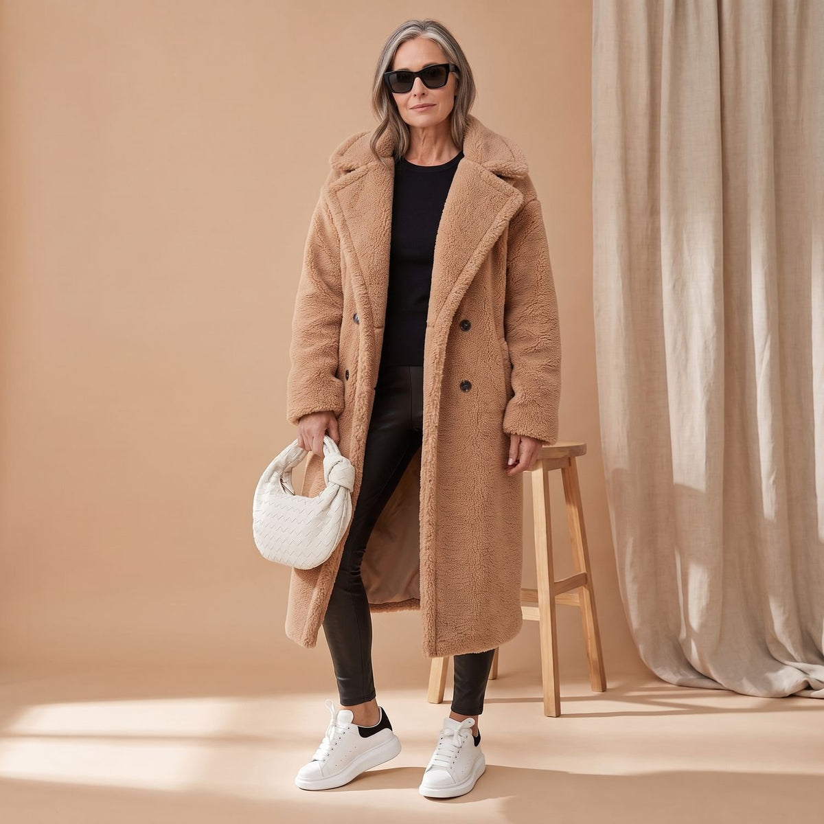 Women's Oversized Teddy Faux Fur Coat Long Winter Jacket