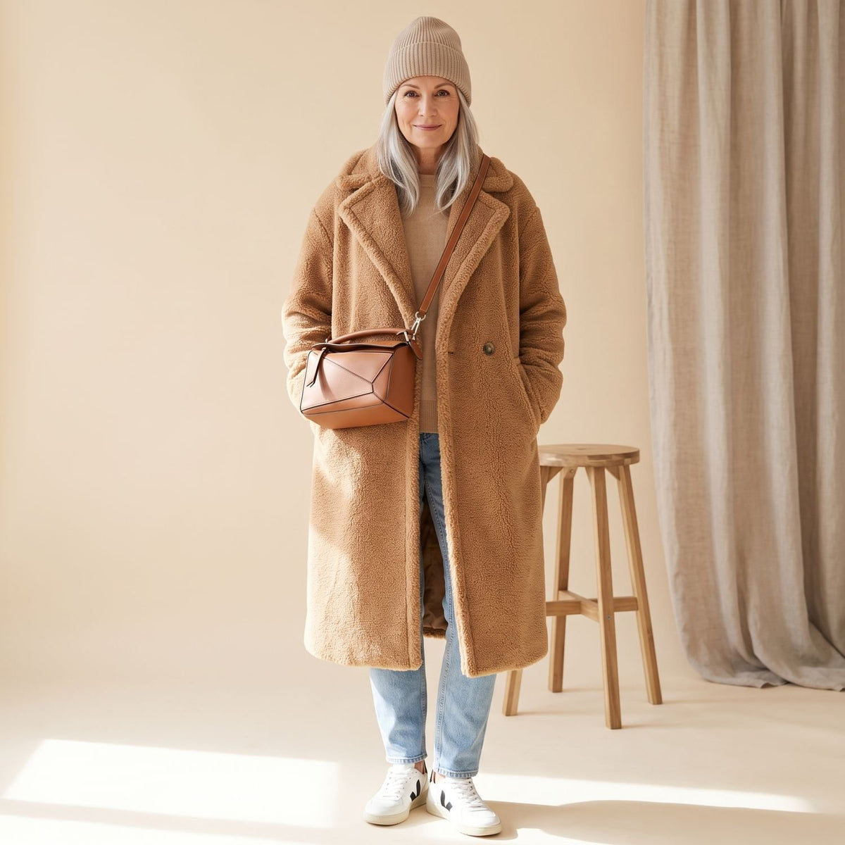 Women's Oversized Teddy Faux Fur Coat Long Winter Jacket