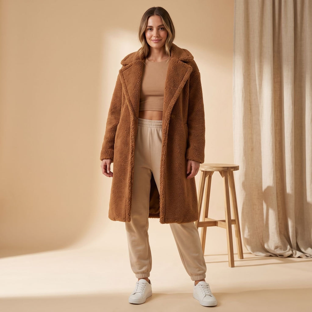 Women's Oversized Teddy Faux Fur Coat Long Winter Jacket