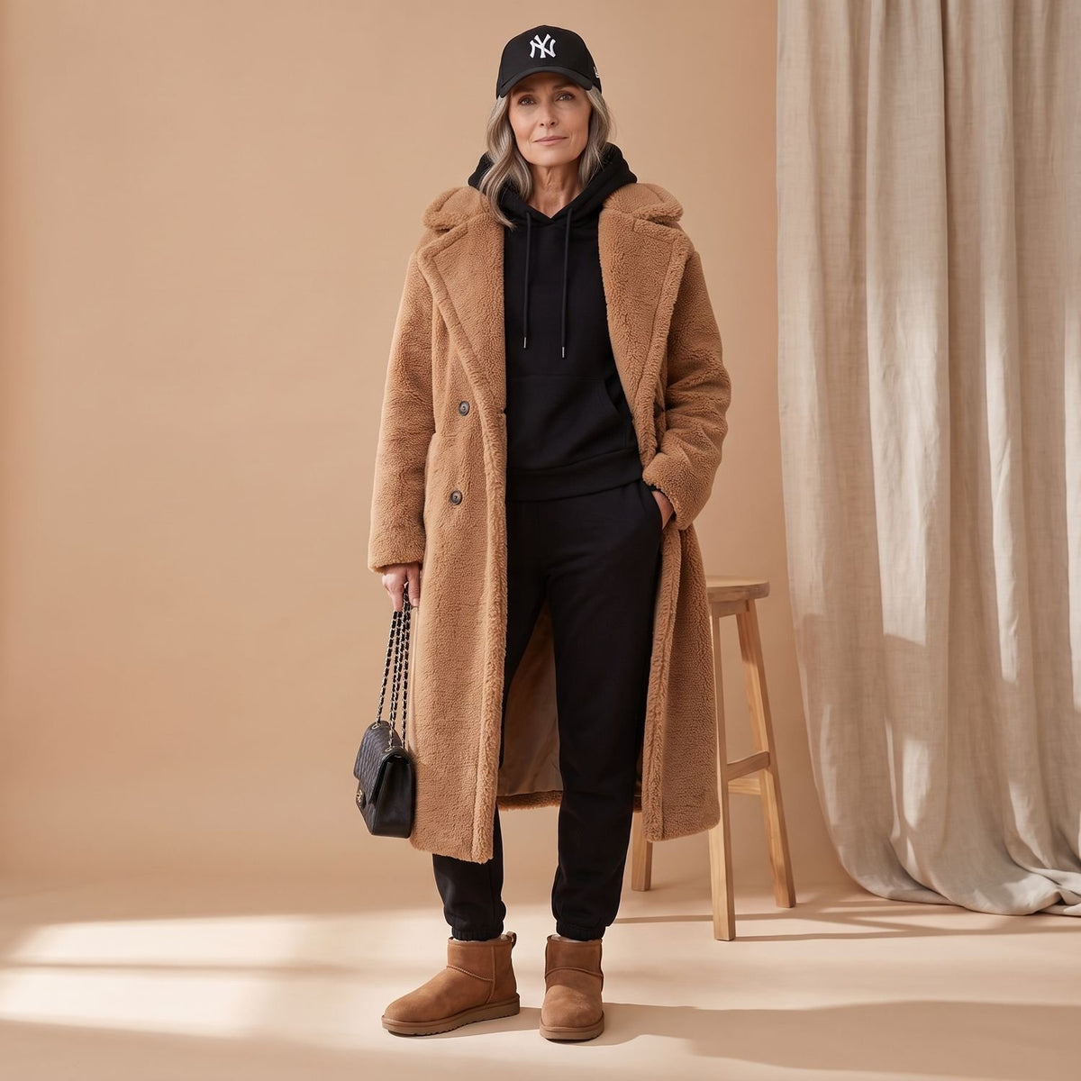 Women's Oversized Teddy Faux Fur Coat Long Winter Jacket