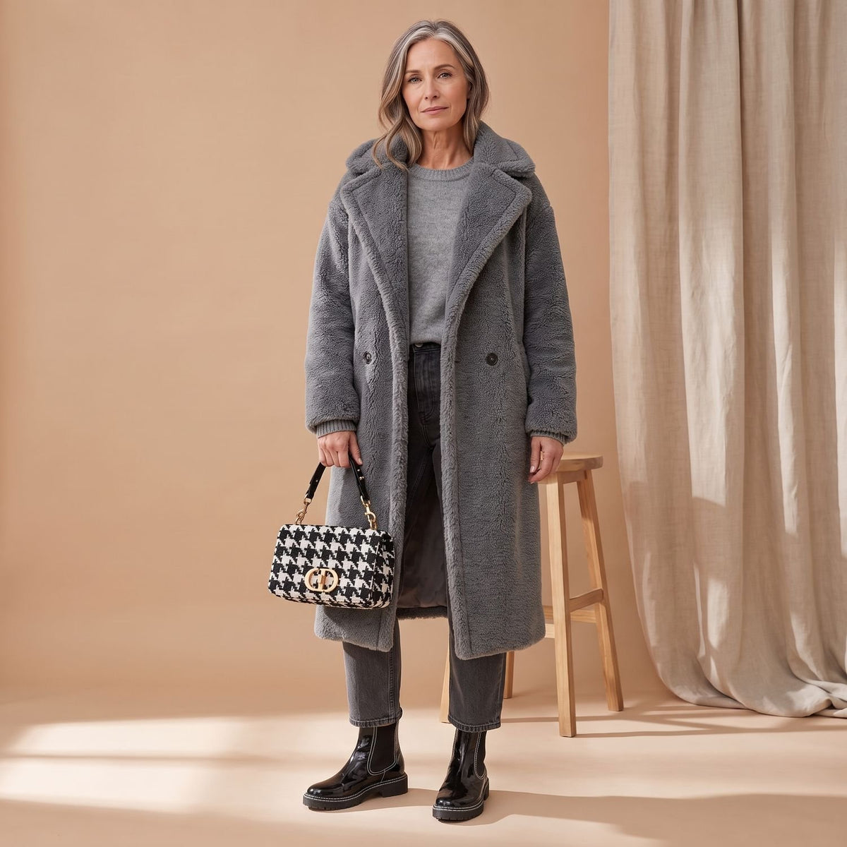 Women's Oversized Teddy Faux Fur Coat Long Winter Jacket