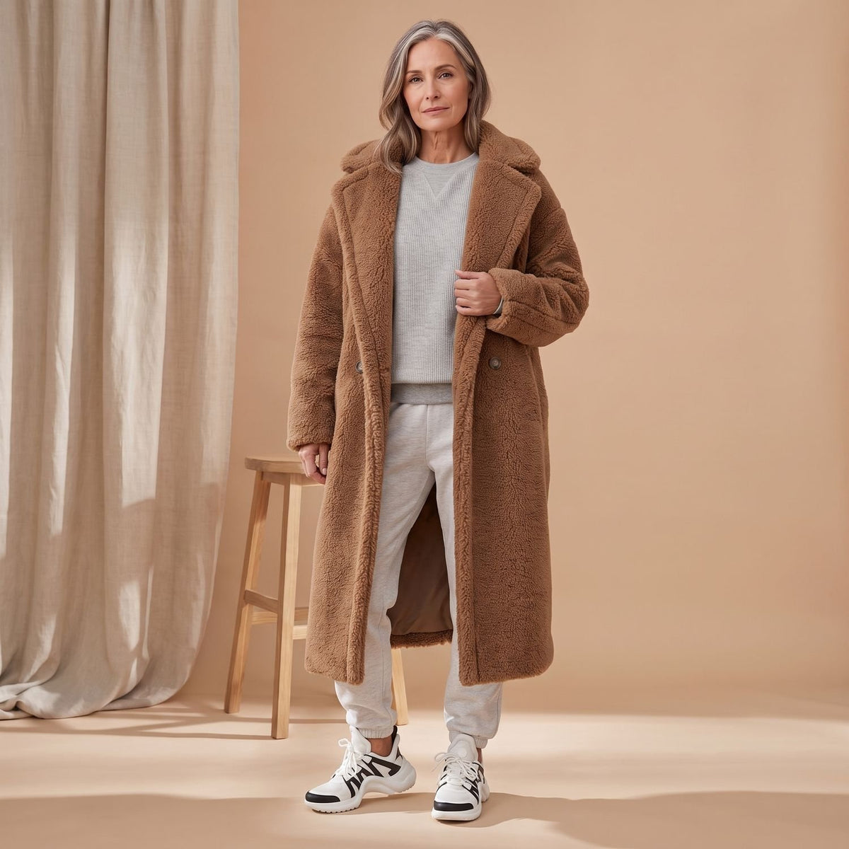 Women's Oversized Teddy Faux Fur Coat Long Winter Jacket