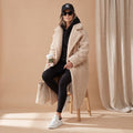 Women's Oversized Teddy Faux Fur Coat Long Winter Jacket - Beige