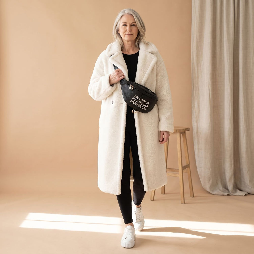 Women's Oversized Teddy Faux Fur Coat Long Winter Jacket - White