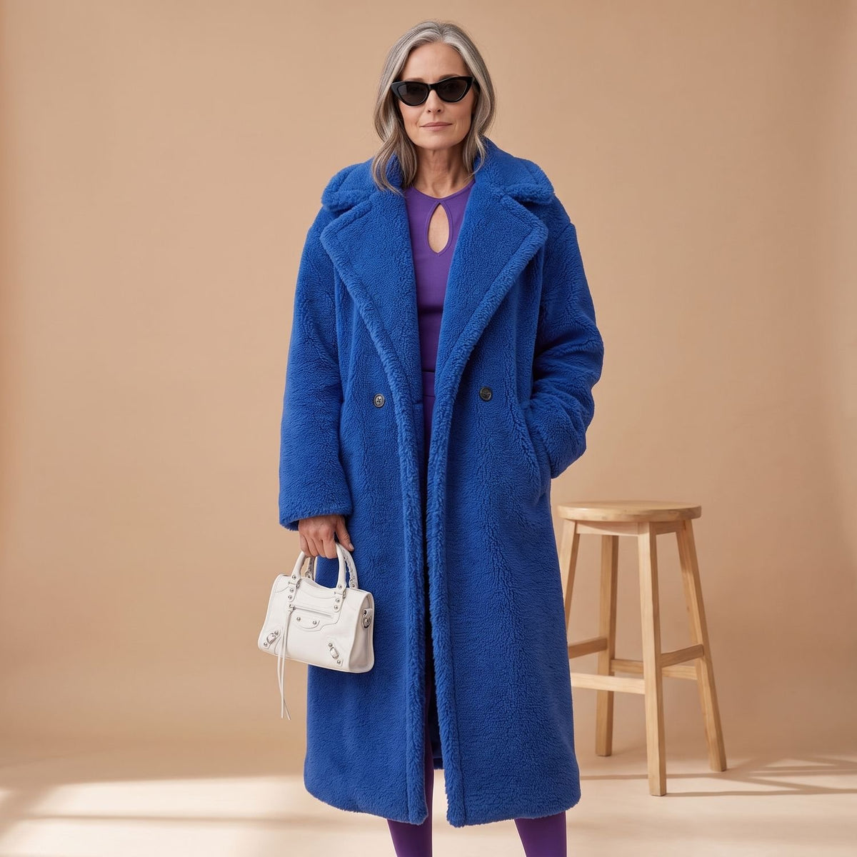 Women's Oversized Teddy Faux Fur Coat Long Winter Jacket - Green