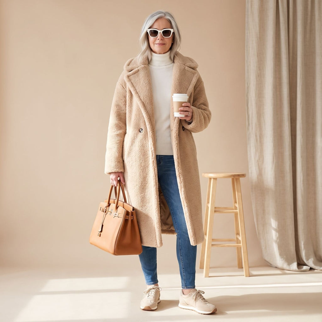 Women's Oversized Teddy Faux Fur Coat Long Winter Jacket