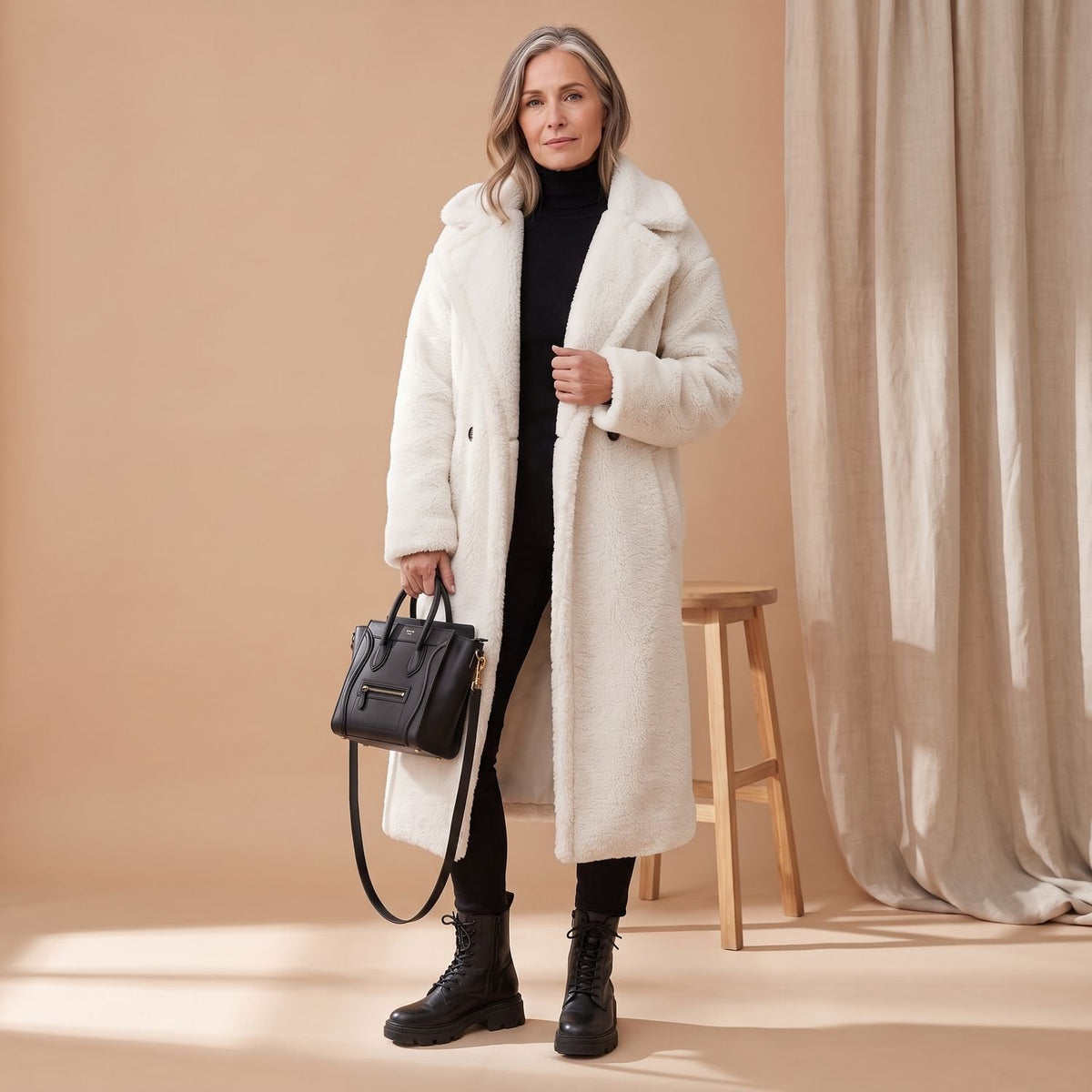 Women's Oversized Teddy Faux Fur Coat Long Winter Jacket