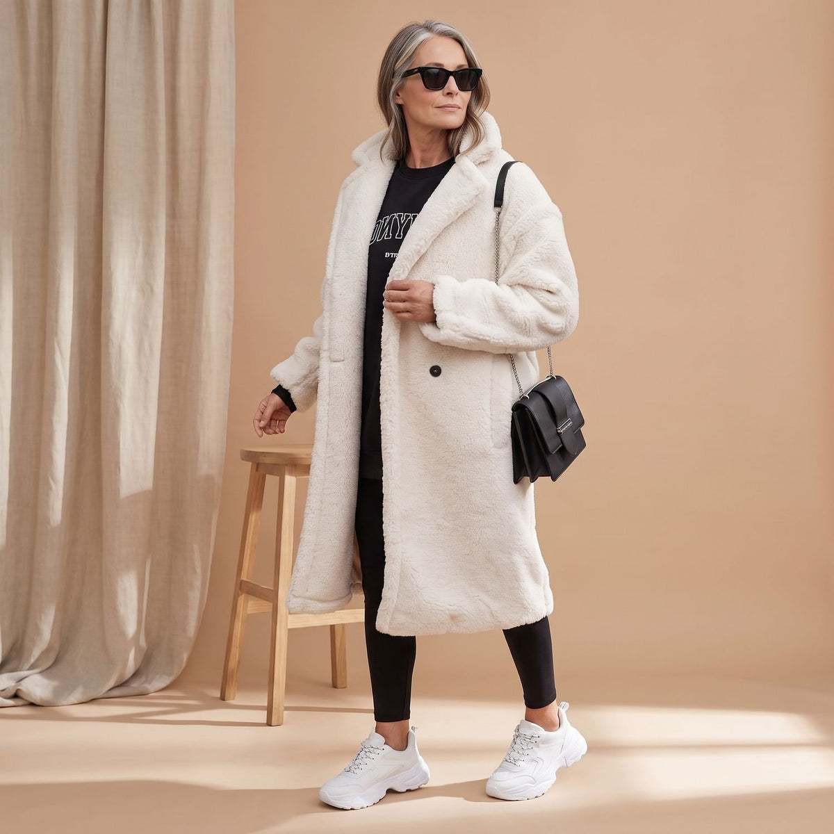 Women's Oversized Teddy Faux Fur Coat Long Winter Jacket