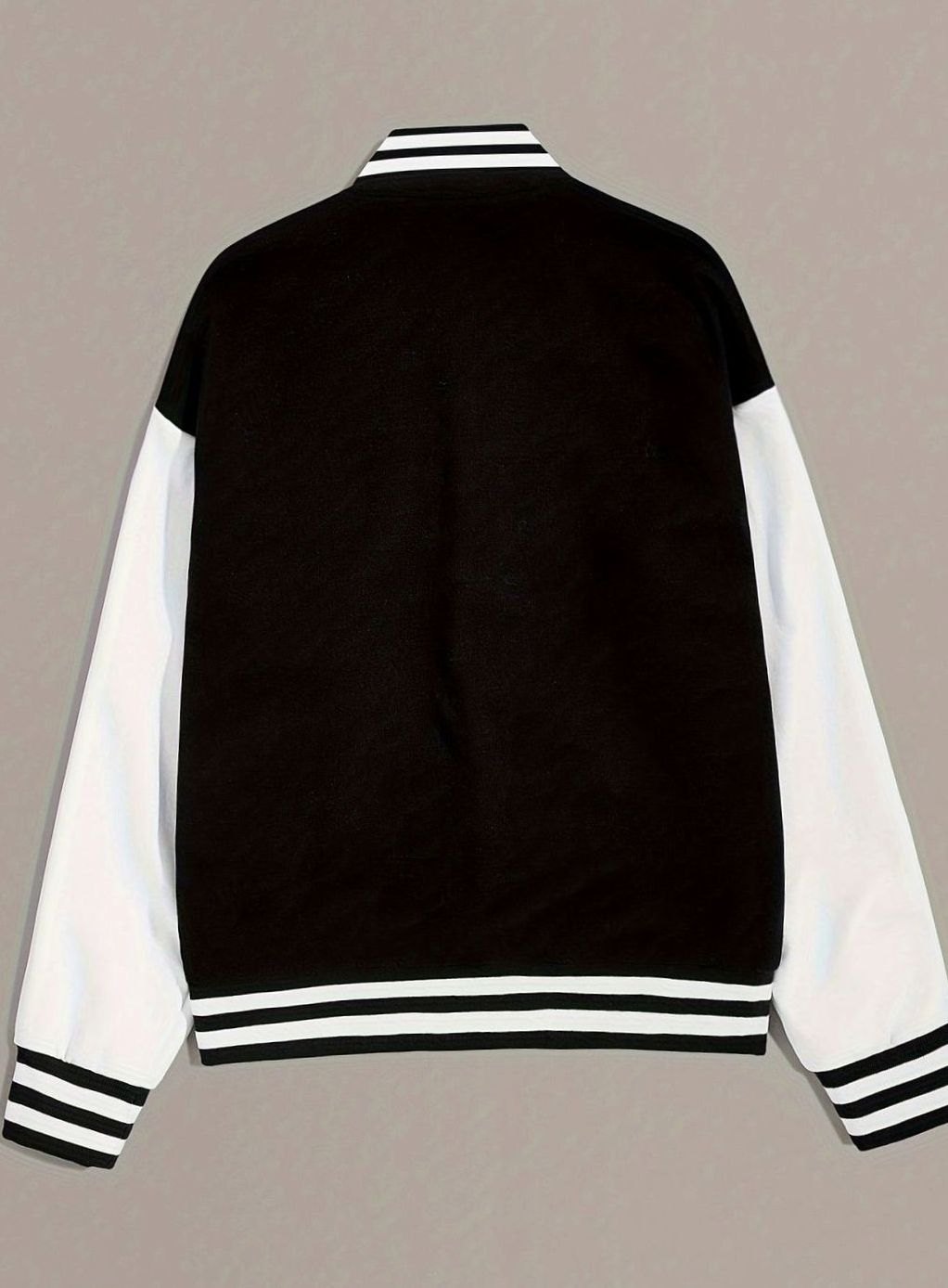 Women's Oversized Two-Tone Varsity Bomber Jacket Letter Patch