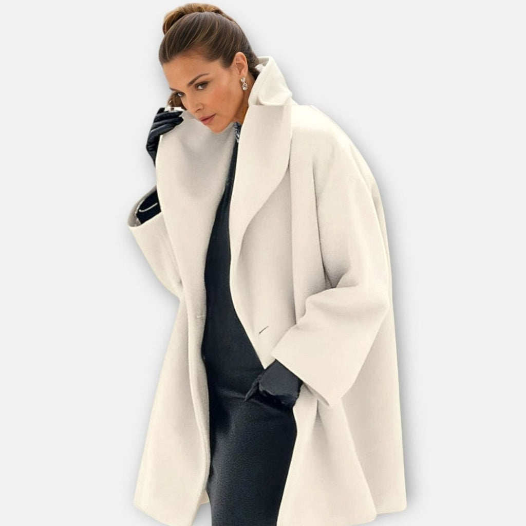 Women's Oversized Wide-Collar Longline Winter Coat - White