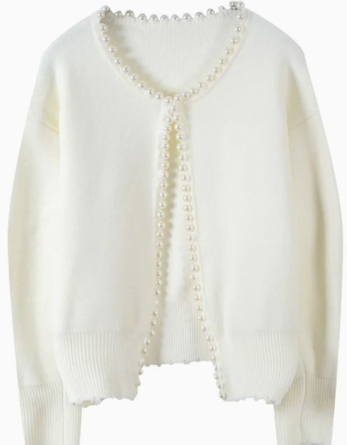 Women's Pearl-Trim Open-Front Knit Cardigan Sweater, Black