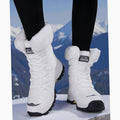 Women's Plush-Lined Lace-Up Snow Winter Boots - White