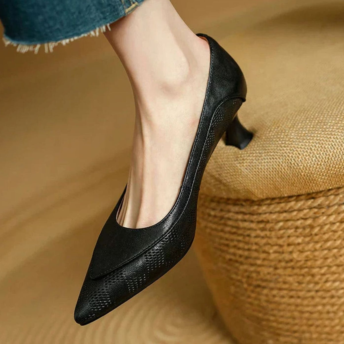 Women's Pointed-Toe Kitten-Heel Slip-On Dress Pumps
