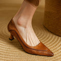 Women's Pointed-Toe Kitten-Heel Slip-On Dress Pumps - Brown