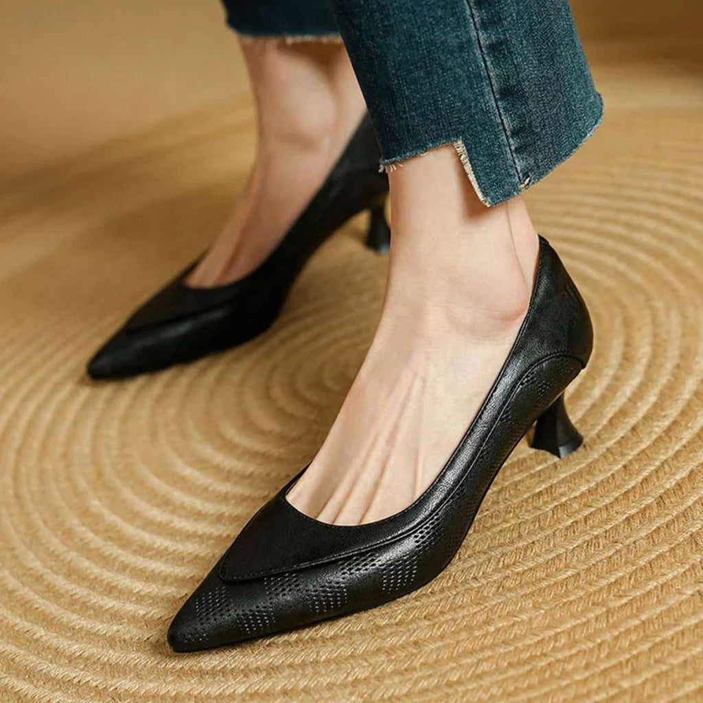 Women's Pointed-Toe Kitten-Heel Slip-On Dress Pumps