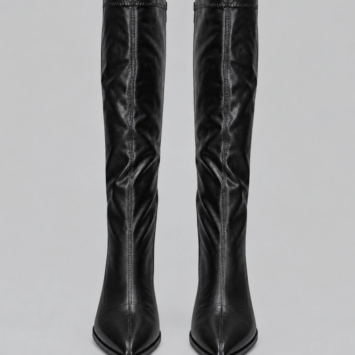 Women's Pointed-Toe Knee High Boots Chunky Block Heel