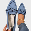 Women's Pointed-Toe Knit Slip-On Knotted Loafer Flats, Blue - Blue