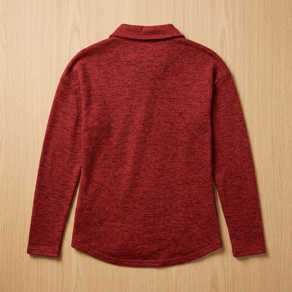 Women's Quarter-Zip Collared Long-Sleeve Pullover Top
