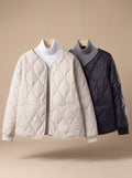 Women's Quilted Cotton-Padded V-Neck Snap-Button Jacket - White