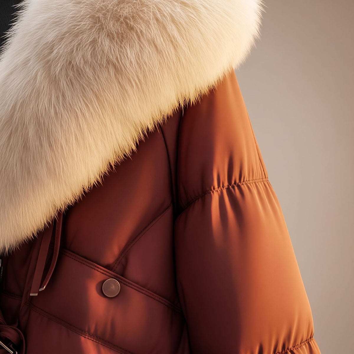Women's Quilted Puffer Coat Faux Fur Oversized Statement Collar