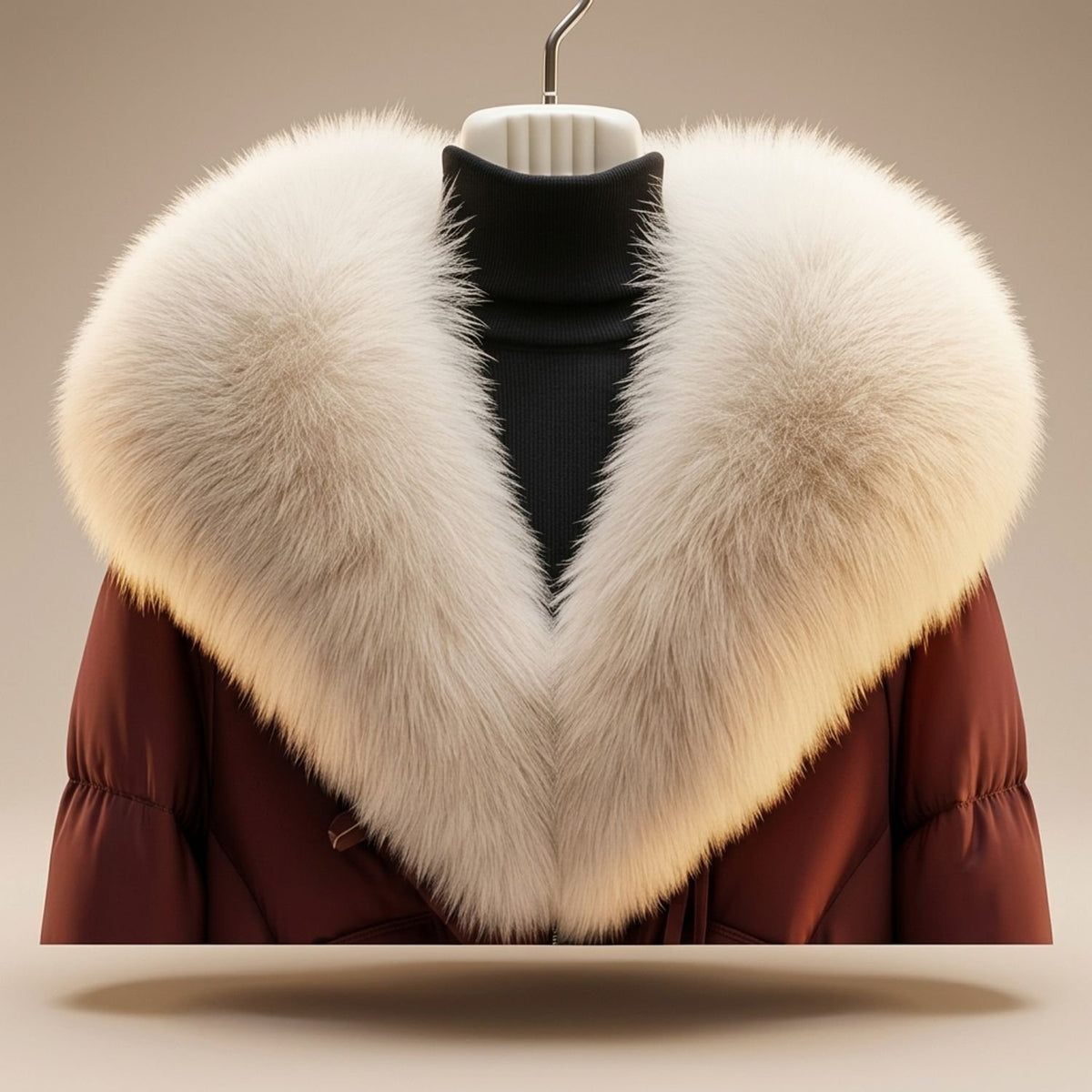 Women's Quilted Puffer Coat Faux Fur Oversized Statement Collar