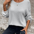 Women's Relaxed Drop-Shoulder Waffle-Knit Sweater - Light Gray