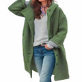 Women's Relaxed-Fit Button-Front Long Winter Coat - Green